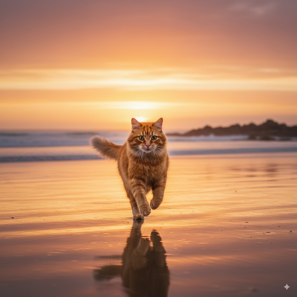 An example of a Beach Sunset Run pet portrait