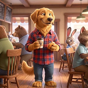 Pet portrait in Mr. Personality style