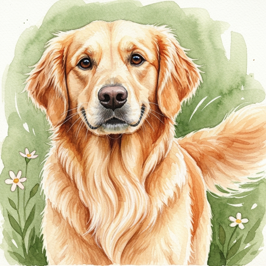 An example of a Watercolor pet portrait